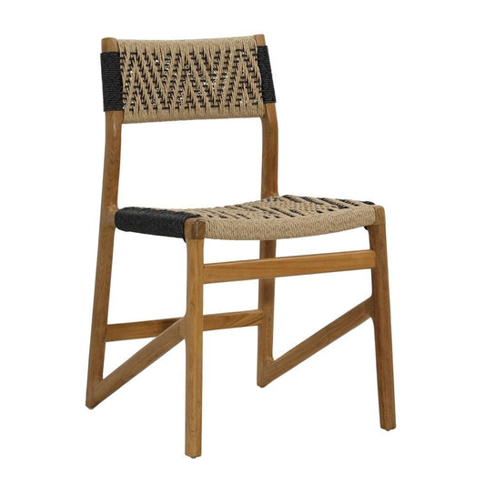 Henry & Mason - Brightman Natural Teak Wood and Wicker Dining Chair with Black Accents - DV7896 veiw 1