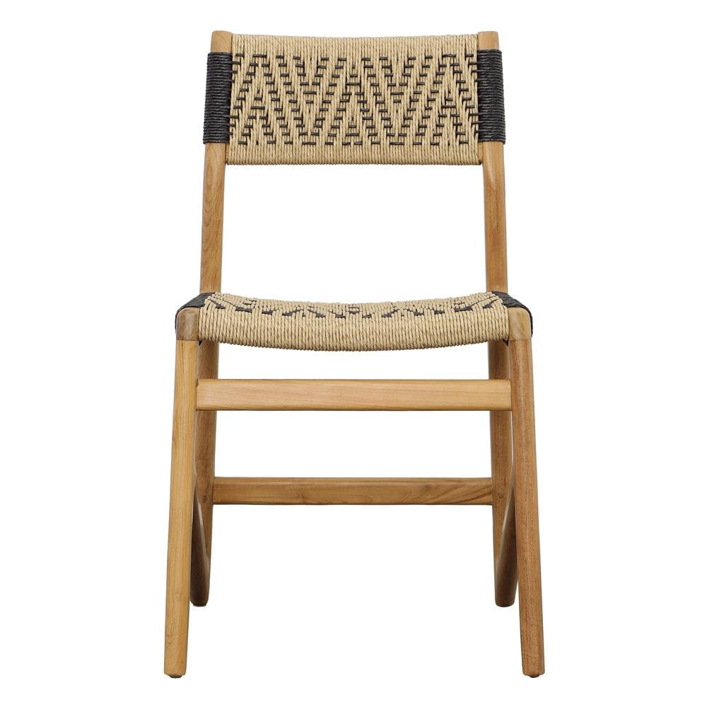 Henry & Mason - Brightman Natural Teak Wood and Wicker Dining Chair with Black Accents - DV7896 veiw 2
