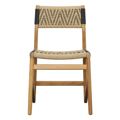 Henry & Mason - Brightman Natural Teak Wood and Wicker Dining Chair with Black Accents - DV7896 veiw 2