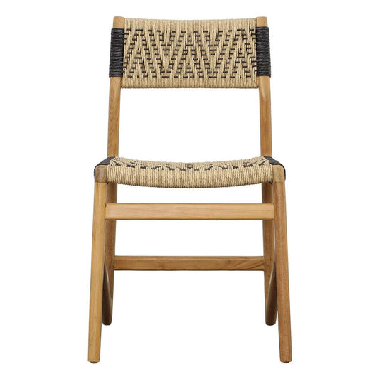 Henry & Mason - Brightman Natural Teak Wood and Wicker Dining Chair with Black Accents - DV7896 veiw 2