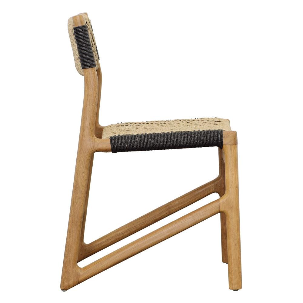 Henry & Mason - Brightman Natural Teak Wood and Wicker Dining Chair with Black Accents - DV7896 veiw 3