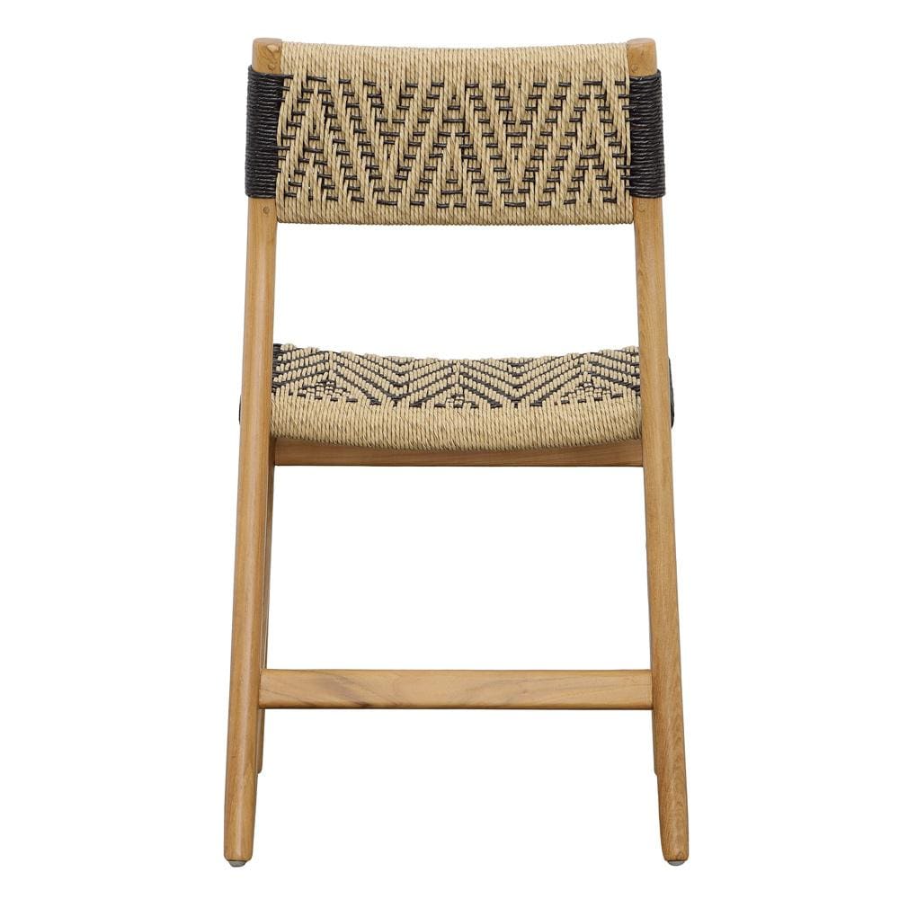 Henry & Mason - Brightman Natural Teak Wood and Wicker Dining Chair with Black Accents - DV7896 veiw 4