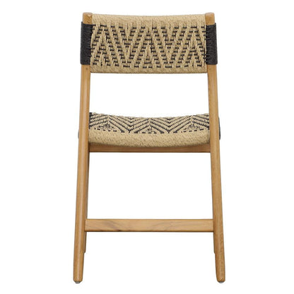 Henry & Mason - Brightman Natural Teak Wood and Wicker Dining Chair with Black Accents - DV7896 veiw 4