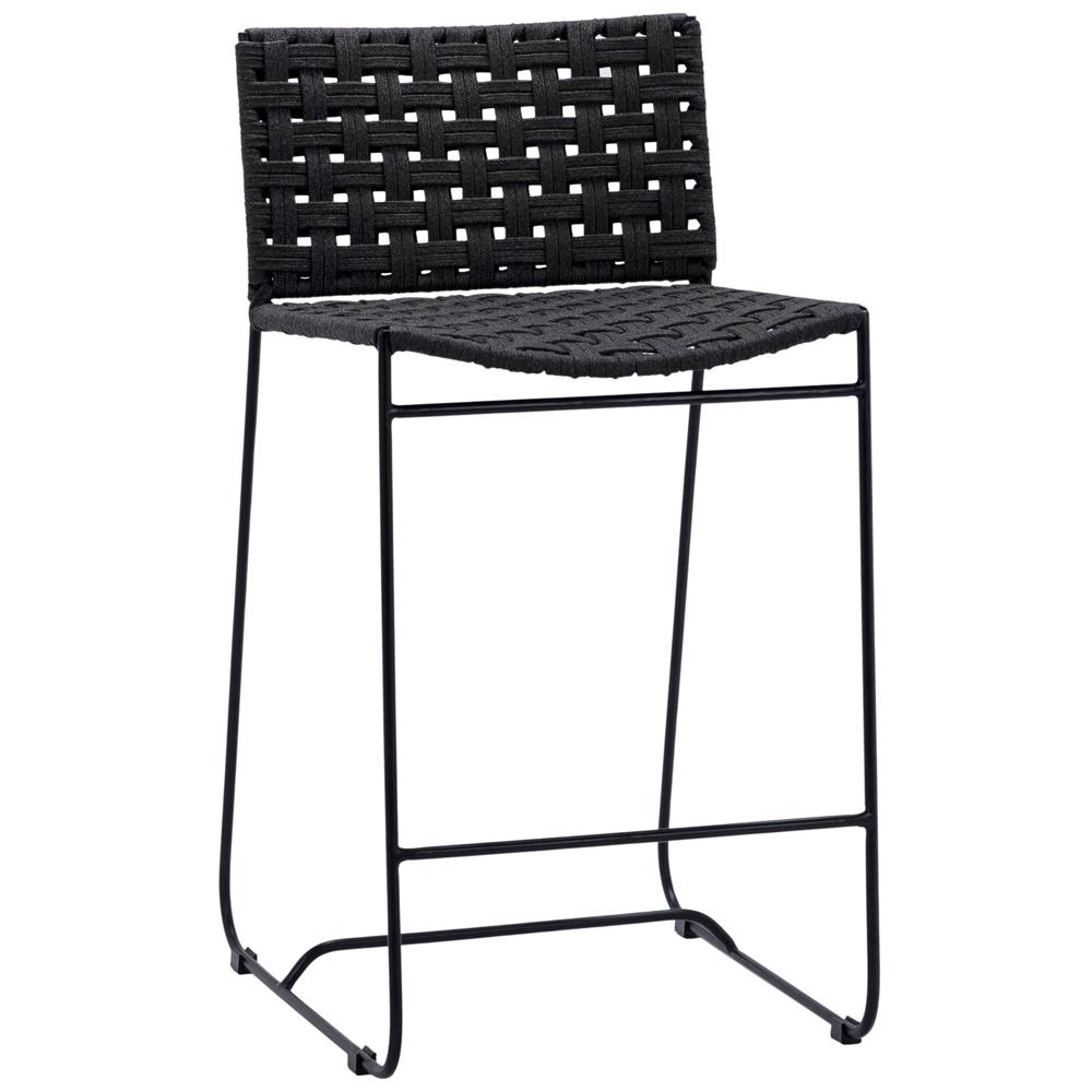 Henry & Mason - Cabott Powder Coated Iron Outdoor Counter Stool with Woven Black Rope - DV7235 veiw 1