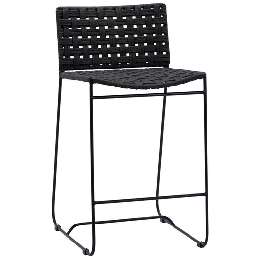 Henry & Mason - Cabott Powder Coated Iron Outdoor Counter Stool with Woven Black Rope - DV7235 veiw 1