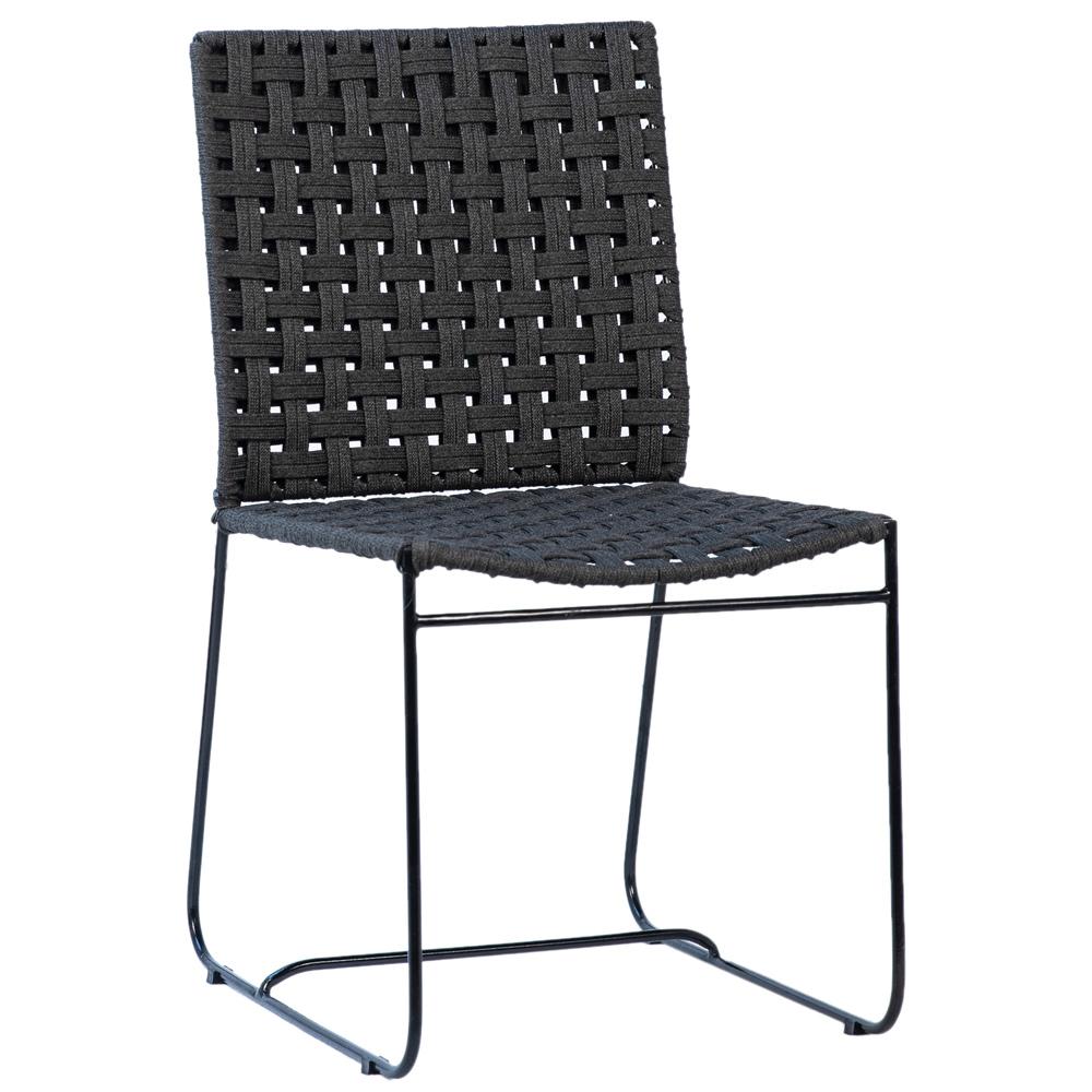 Henry & Mason - Cabott Powder Coated Iron Outdoor Dining Chair with Woven Black Rope - DV7234 veiw 1