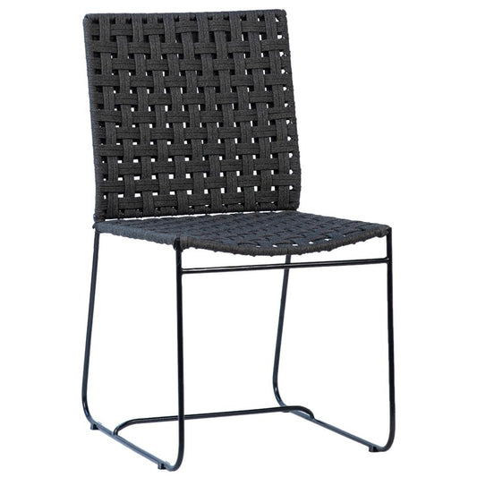 Henry & Mason - Cabott Powder Coated Iron Outdoor Dining Chair with Woven Black Rope - DV7234 veiw 1