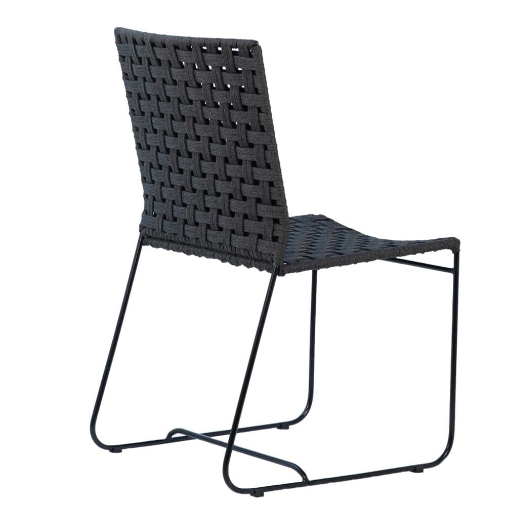 Henry & Mason - Cabott Powder Coated Iron Outdoor Dining Chair with Woven Black Rope - DV7234 veiw 3