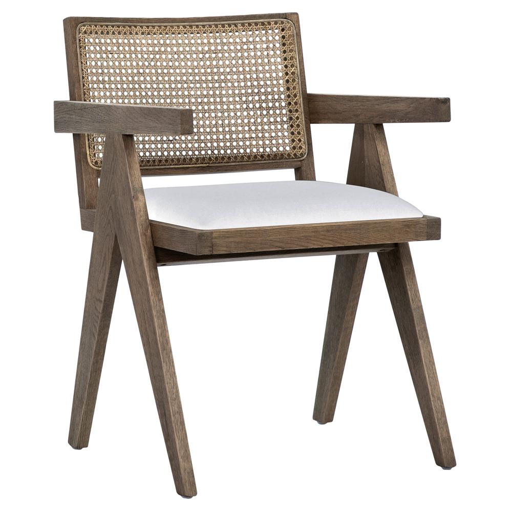 Henry & Mason - Camp Hill Gray Washed Oak and White Linen Dining Chair - DV7339 veiw 1