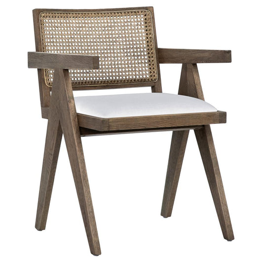 Henry & Mason - Camp Hill Gray Washed Oak and White Linen Dining Chair - DV7339 veiw 1