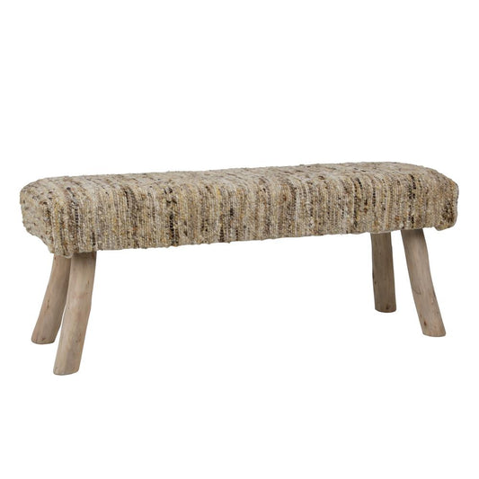 Henry & Mason - Castro Eucalyptus Wood and Handwoven Wool Bench - DV7582 veiw 1