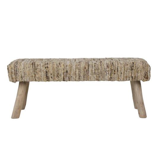 Henry & Mason - Castro Eucalyptus Wood and Handwoven Wool Bench - DV7582 veiw 2