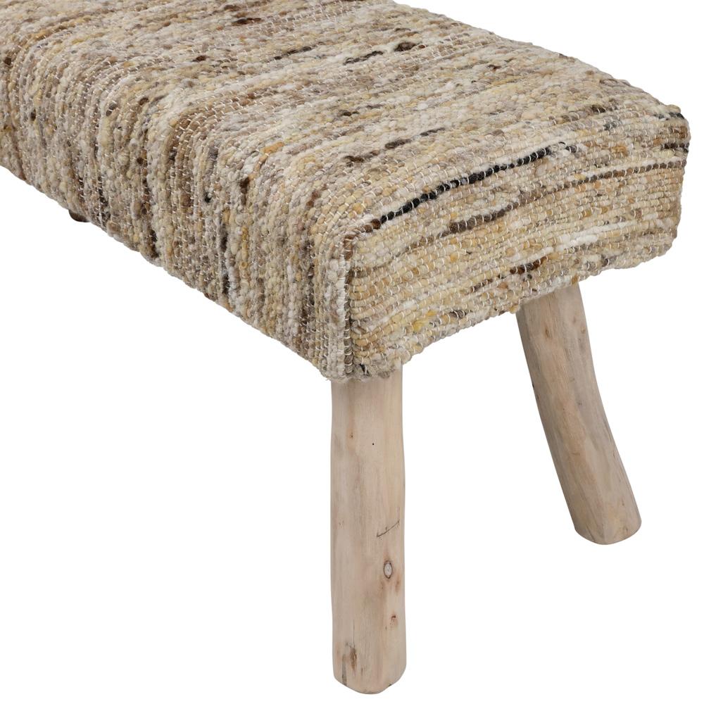 Henry & Mason - Castro Eucalyptus Wood and Handwoven Wool Bench - DV7582 veiw 4