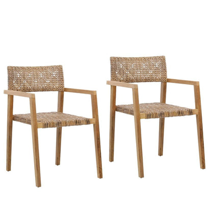 Henry & Mason - CeeKay Teak and Rattan Outdoor Dining Chair - Set of 2 Brown - DV7232 veiw 1