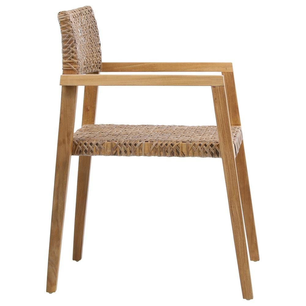 Henry & Mason - CeeKay Teak and Rattan Outdoor Dining Chair - Set of 2 Brown - DV7232 veiw 3