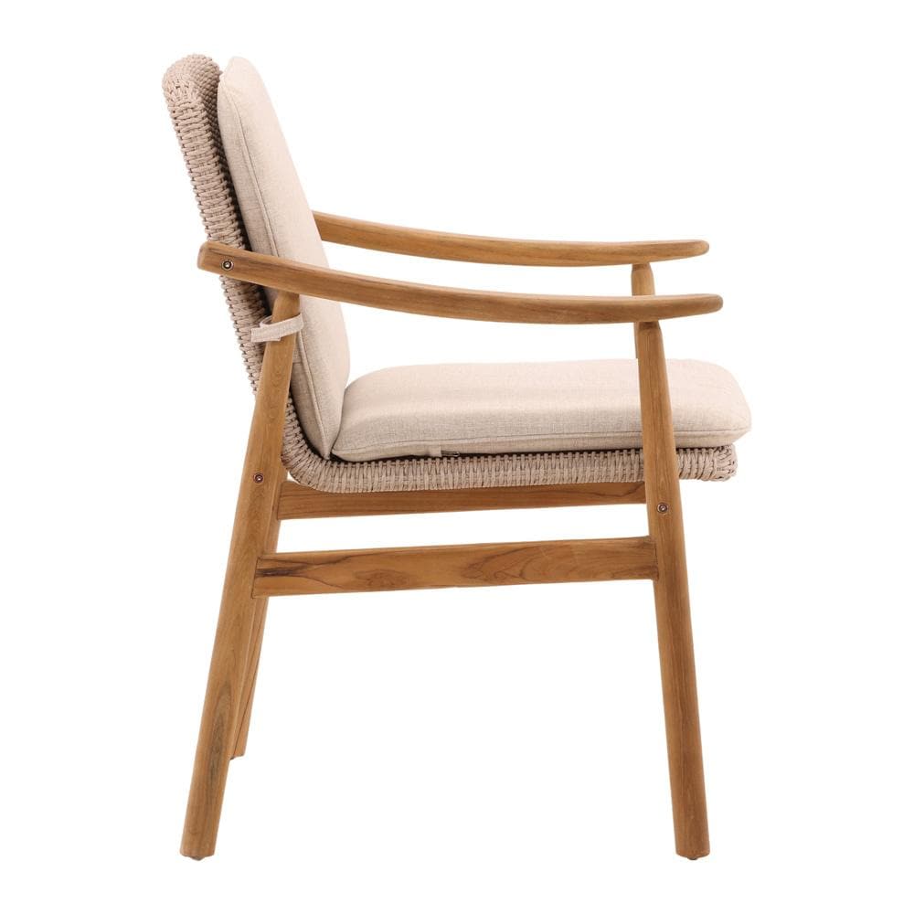 Henry & Mason - Chauncy Outdoor Dining Chair in Beige Olefin and Teak - Set of 2 - DV7067 veiw 3
