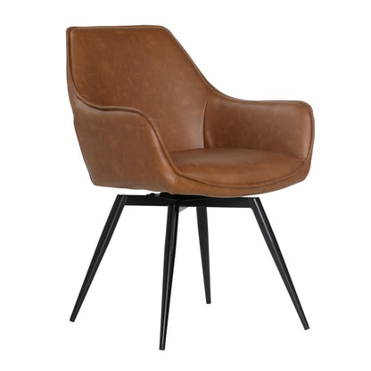 Henry & Mason - Chokit Swivel Dining Chair in Antique Brown Faux Leather with Black Powder Coated Legs - DV7258 veiw 1