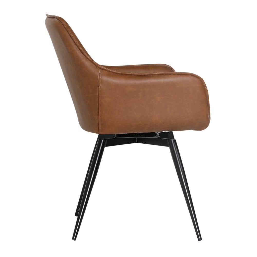 Henry & Mason - Chokit Swivel Dining Chair in Antique Brown Faux Leather with Black Powder Coated Legs - DV7258 veiw 3