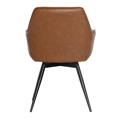 Henry & Mason - Chokit Swivel Dining Chair in Antique Brown Faux Leather with Black Powder Coated Legs - DV7258 veiw 4
