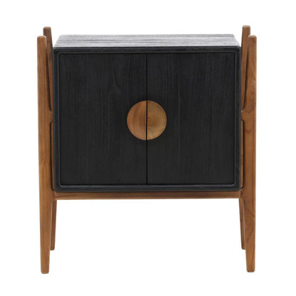 Henry & Mason - Cinderly Black Mindi Wood (White Cedar) Nightstand with Natural Teak Wood Legs - DV7548 veiw 2