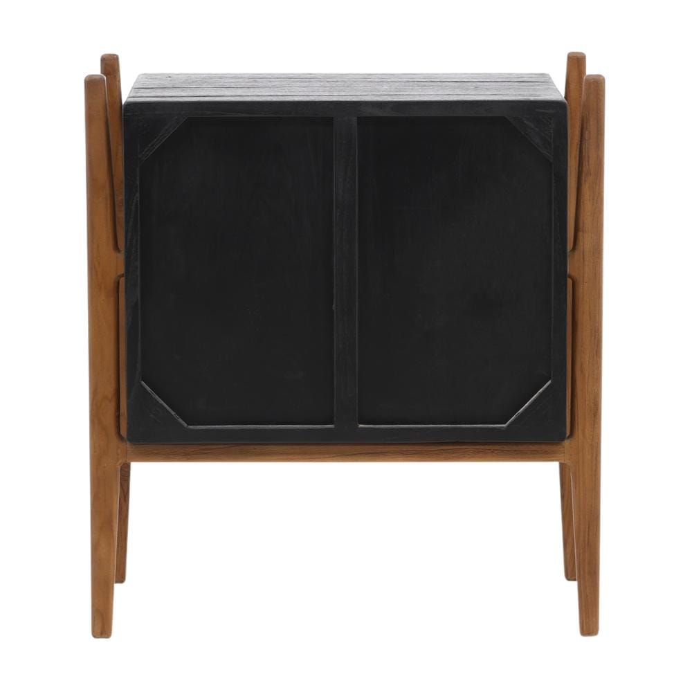 Henry & Mason - Cinderly Black Mindi Wood (White Cedar) Nightstand with Natural Teak Wood Legs - DV7548 veiw 4