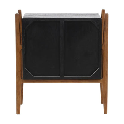 Henry & Mason - Cinderly Black Mindi Wood (White Cedar) Nightstand with Natural Teak Wood Legs - DV7548 veiw 4
