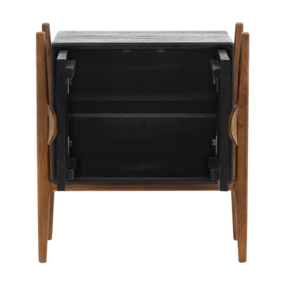 Henry & Mason - Cinderly Black Mindi Wood (White Cedar) Nightstand with Natural Teak Wood Legs - DV7548 veiw 5