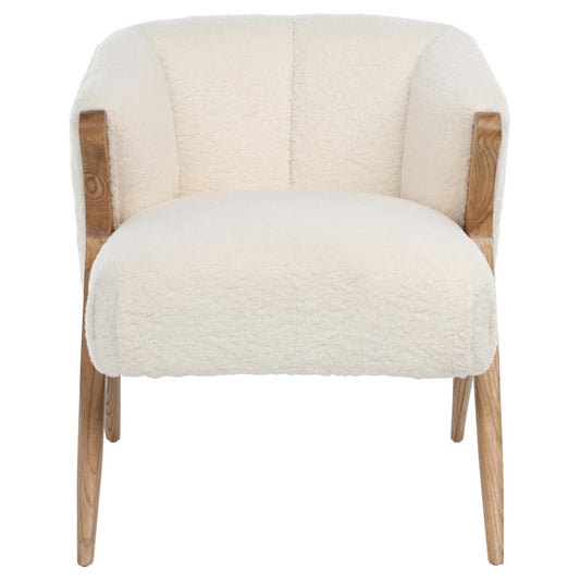 Henry & Mason - Clandi Oak Wood Accent Chair with Ivory Faux Sheepskin Upholstery - DV7374 veiw 2