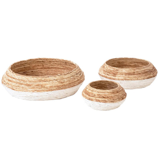 Henry & Mason - Clayton Natural Abaca Basket with White Accents - Set of 3 - DV7923 veiw 1