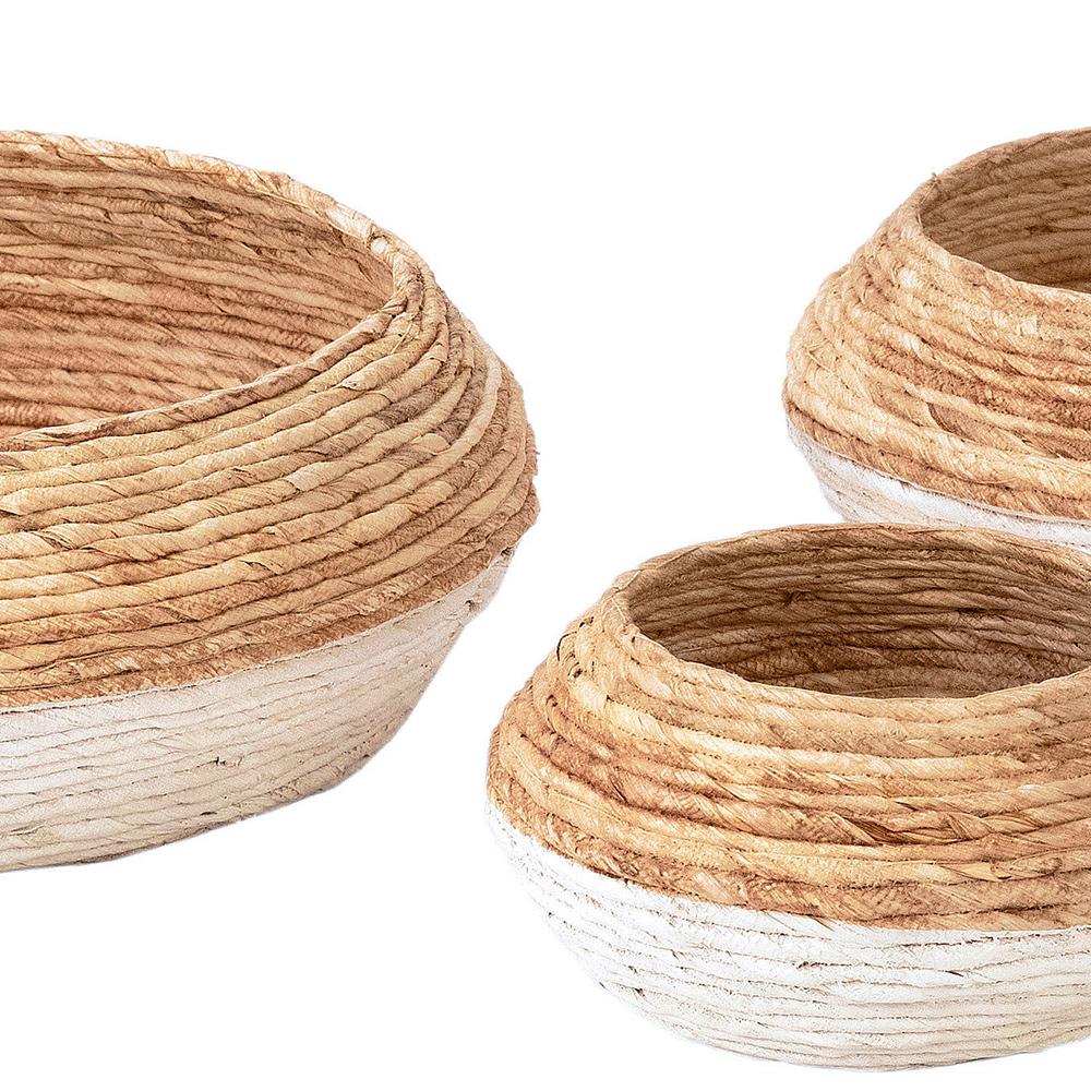 Henry & Mason - Clayton Natural Abaca Basket with White Accents - Set of 3 - DV7923 veiw 2