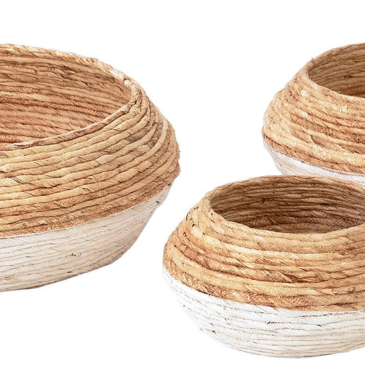 Henry & Mason - Clayton Natural Abaca Basket with White Accents - Set of 3 - DV7923 veiw 2