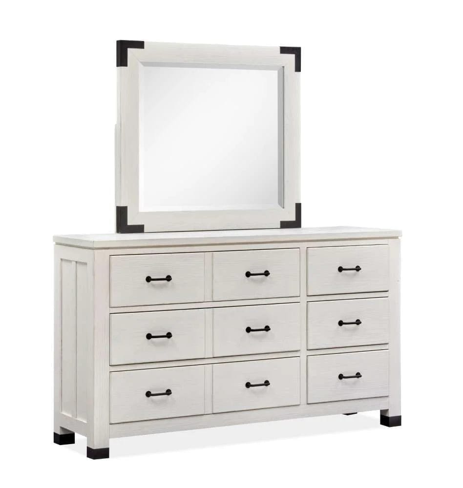Henry & Mason - Cypress Bay Drawer Dresser and Landscape Mirror Set in Silo White - AFA00325 view 1