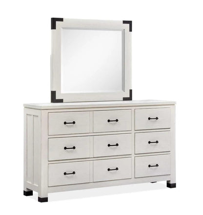 Henry & Mason - Cypress Bay Drawer Dresser and Landscape Mirror Set in Silo White - AFA00325 view 1