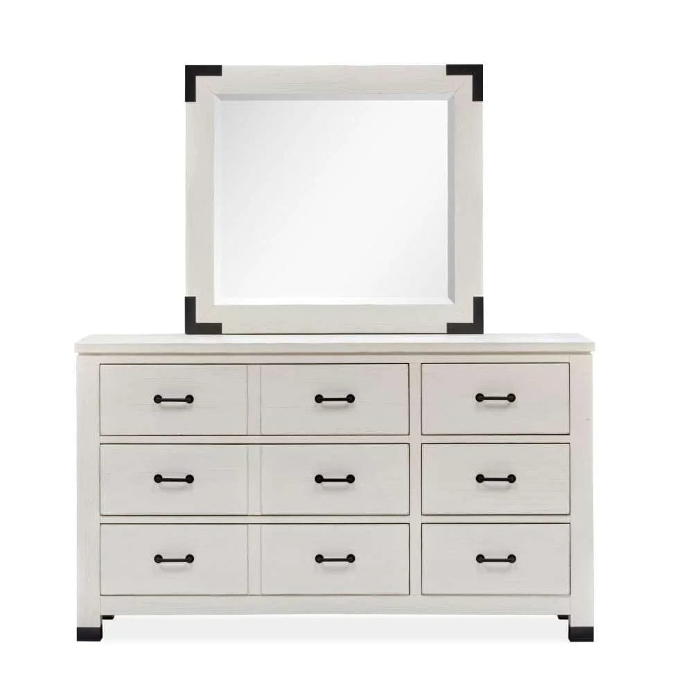 Henry & Mason - Cypress Bay Drawer Dresser and Landscape Mirror Set in Silo White - AFA00325 view 2