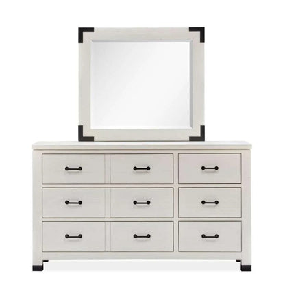 Henry & Mason - Cypress Bay Drawer Dresser and Landscape Mirror Set in Silo White - AFA00325 view 2