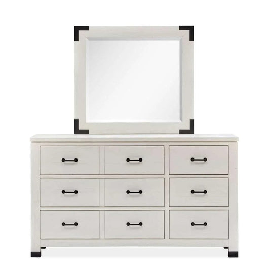 Henry & Mason - Cypress Bay Drawer Dresser and Landscape Mirror Set in Silo White - AFA00325 view 2