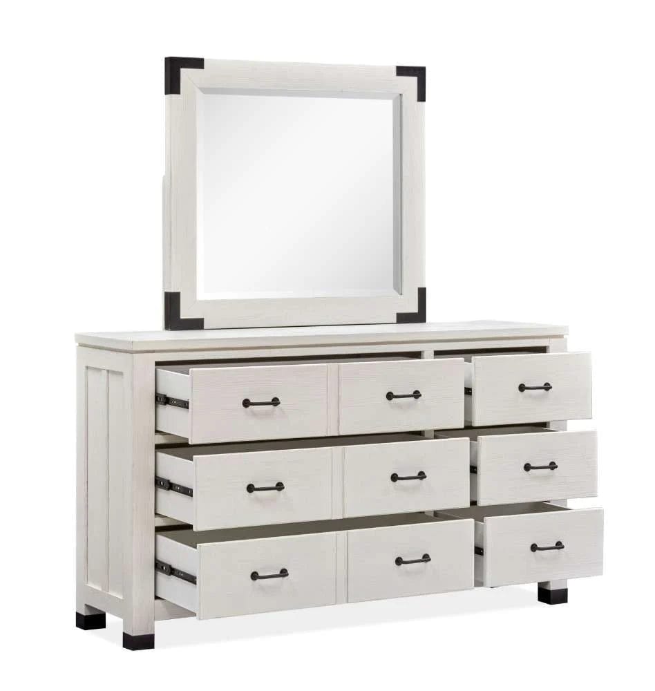 Henry & Mason - Cypress Bay Drawer Dresser and Landscape Mirror Set in Silo White - AFA00325 view 3