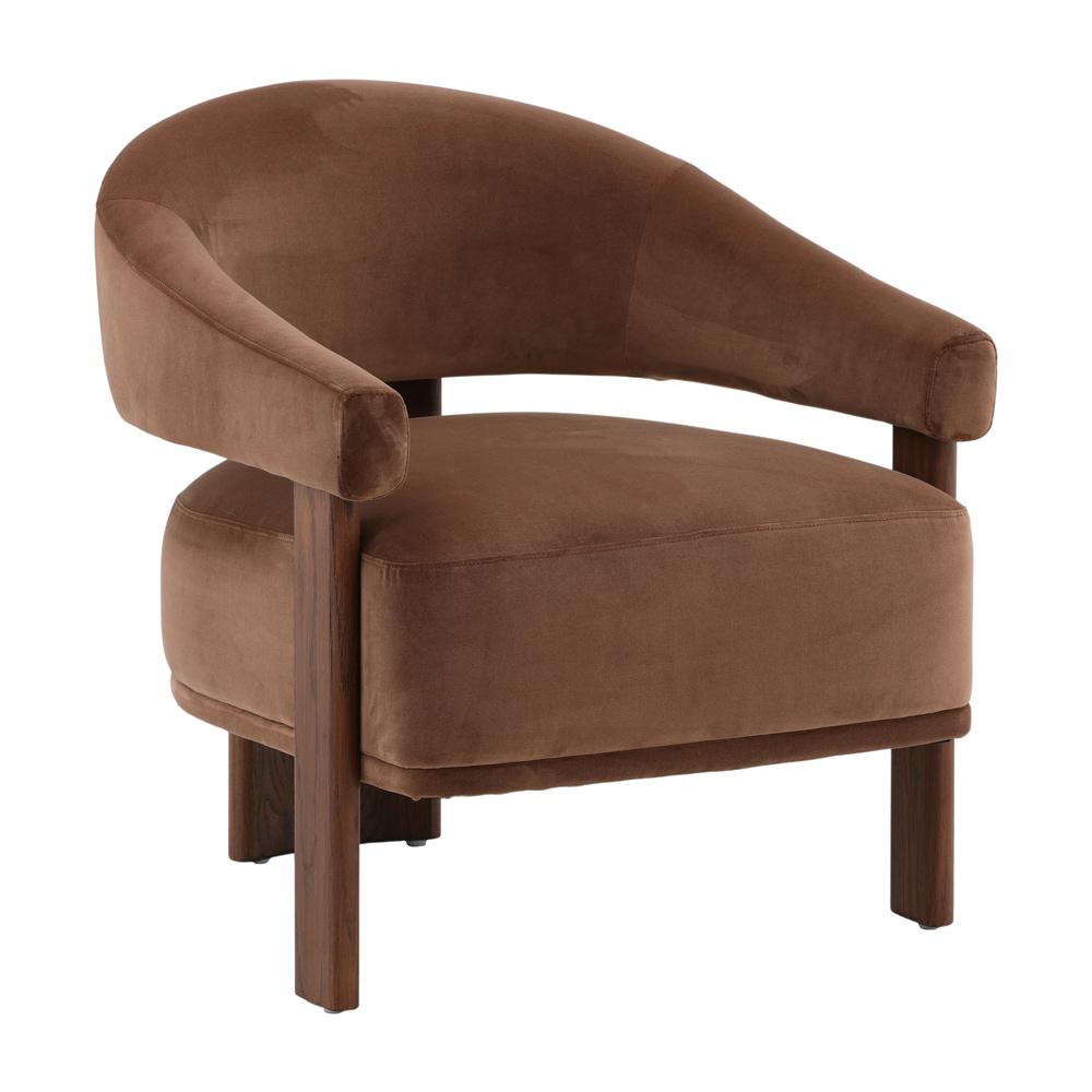 Henry & Mason - Dade Chocolate Brown Ash Wood Occasional Chair with Rich Brown Velvet Upholstery - DV7137 veiw 1