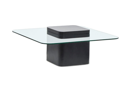 Henry & Mason  -  Danoria Clear Glass And Obsidian Square Cocktail Table  - AFA00926 view 1