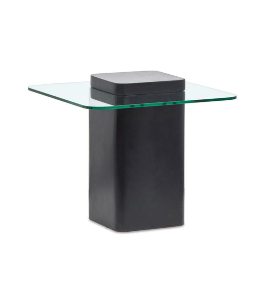 Henry & Mason  -  Danoria Clear Glass And Obsidian Square End Table  - AFA00927 view 1