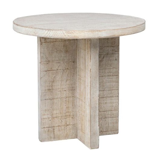 Henry & Mason - Davidson 24in Round Reclaimed Pine Wood Side Table in Warm Wash Finish - DV7874 veiw 1