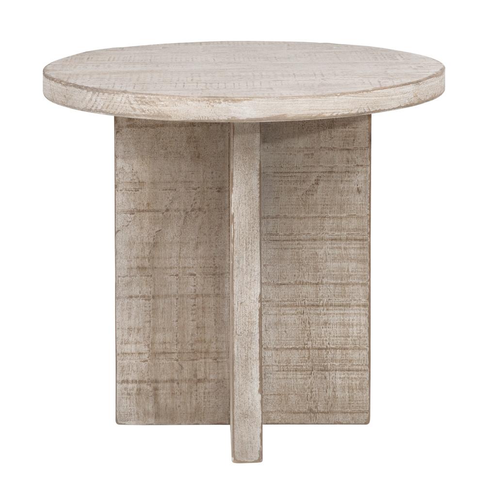 Henry & Mason - Davidson 24in Round Reclaimed Pine Wood Side Table in Warm Wash Finish - DV7874 veiw 2