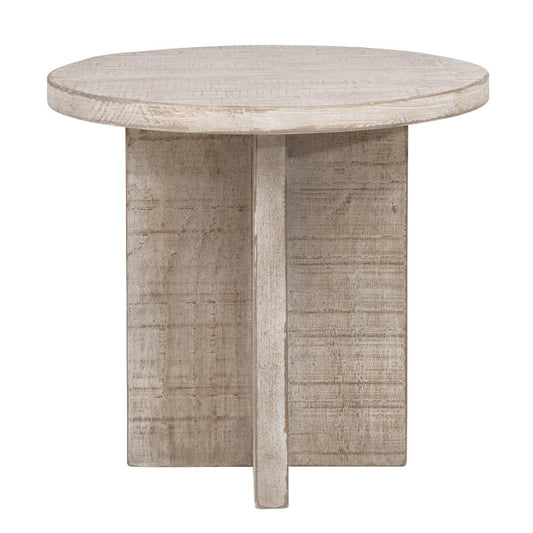 Henry & Mason - Davidson 24in Round Reclaimed Pine Wood Side Table in Warm Wash Finish - DV7874 veiw 2