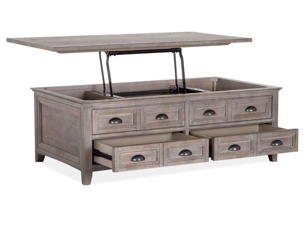 Henry & Mason - Delmere Point Lift Top Storage Cocktail Table with Casters in Dovetail Grey - AFA00697 view 2