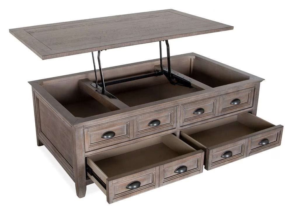 Henry & Mason - Delmere Point Lift Top Storage Cocktail Table with Casters in Dovetail Grey - AFA00697 view 4
