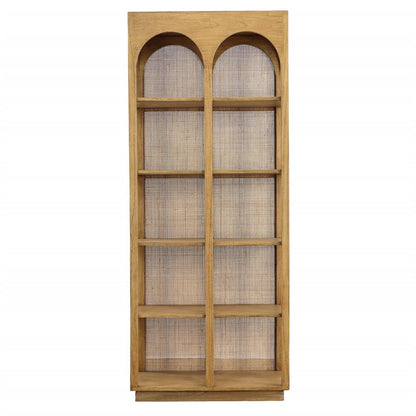 Henry & Mason - DiCaprio 78.5in Natural Mindi Wood and Slim Rattan Bookcase - DV7118 veiw 2