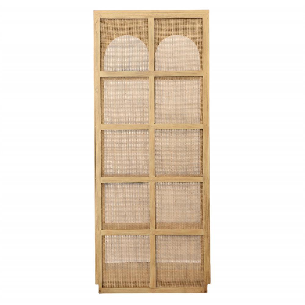 Henry & Mason - DiCaprio 78.5in Natural Mindi Wood and Slim Rattan Bookcase - DV7118 veiw 4