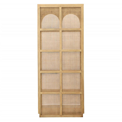 Henry & Mason - DiCaprio 78.5in Natural Mindi Wood and Slim Rattan Bookcase - DV7118 veiw 4