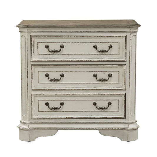 Henry & Mason - Dogwood Estate 3 Drawer Bedside Chest with Charging Station in Antique White & Weathered Bark - AFA01976 view 1