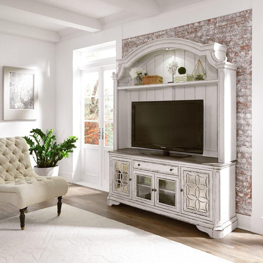 Henry & Mason - Dogwood Estate Entertainment Center in Antique White & Weathered Bark - AFA02069 view 1